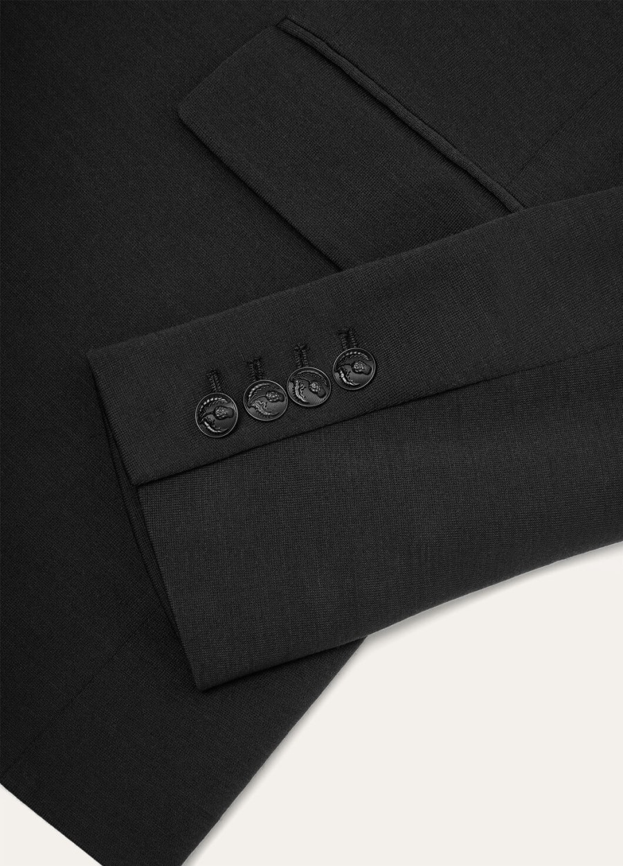 hellen zwarte blazer van scheerwol