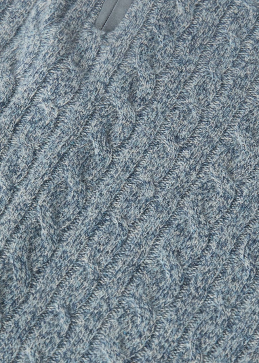 treccia baby kasjmier trui ivoor kantstardust blauwturquoise melange