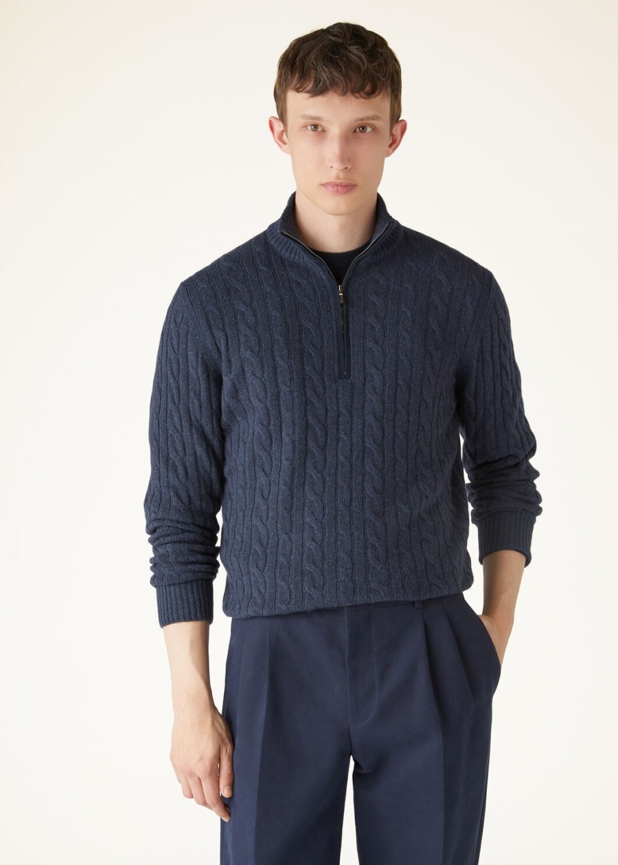 treccia baby cashmere blauwe corsarodonker leiblauwe trui