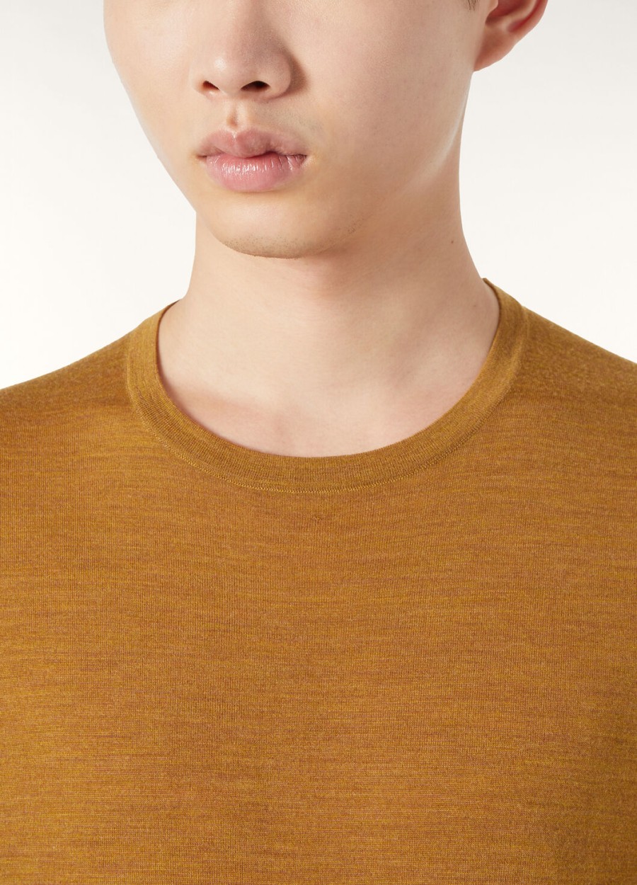 wish wollen camelkleurige oasis melange t-shirt met ronde hals