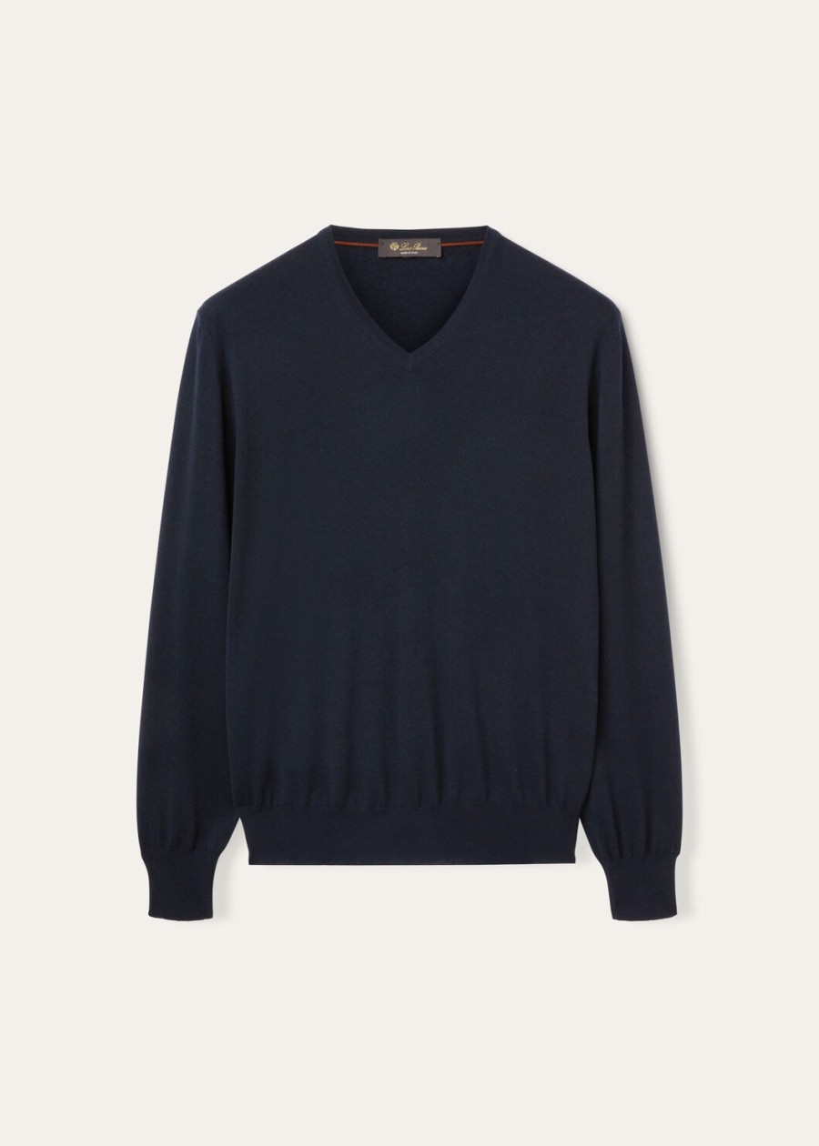 cash light v-hals kasjmier marineblauw