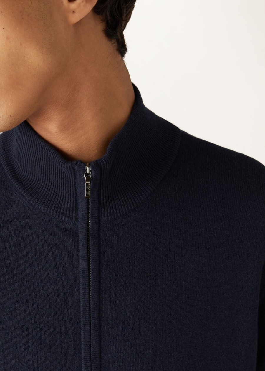 klassieke baby cashmere bomberjas met ritssluiting marineblauw