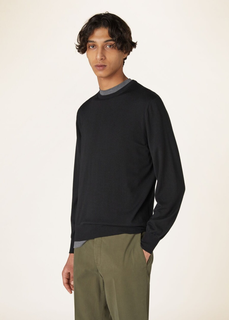 cash light crewneck cashmere zwart
