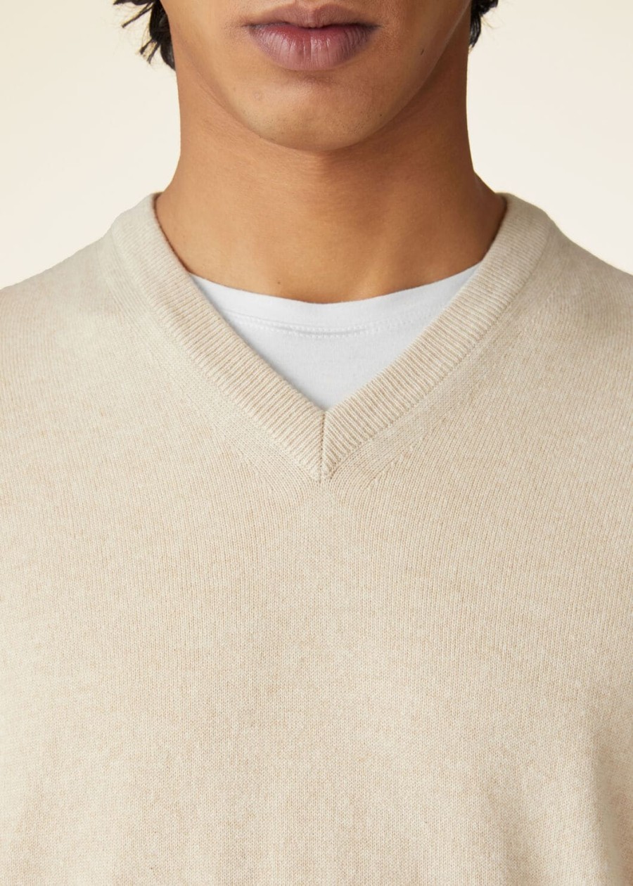 klassieke v-hals baby cashmere melange natural