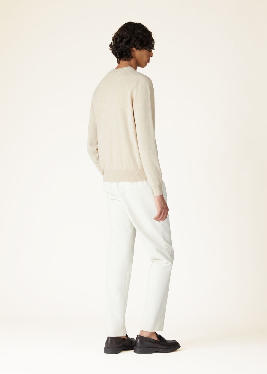 klassieke v-hals baby cashmere melange natural