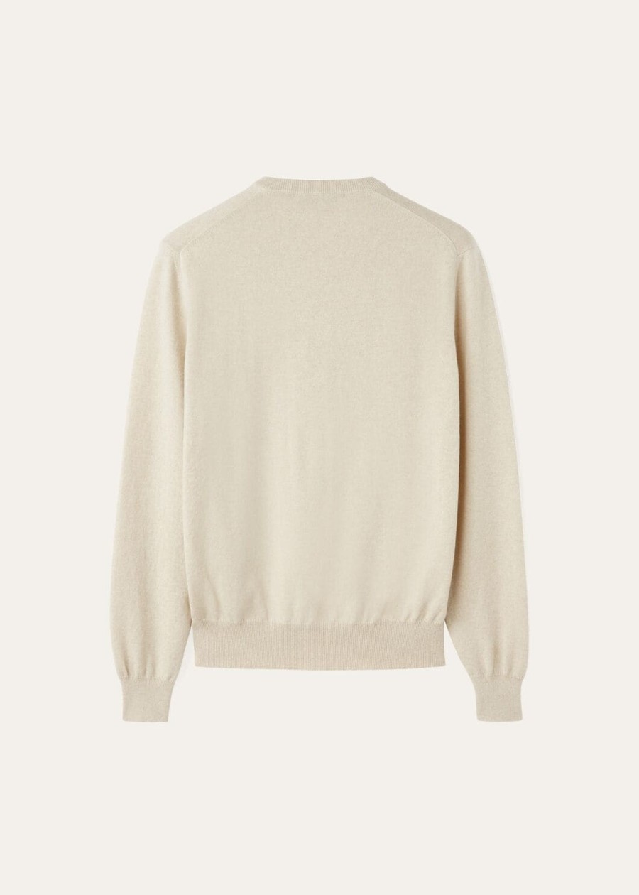 klassieke v-hals baby cashmere melange natural