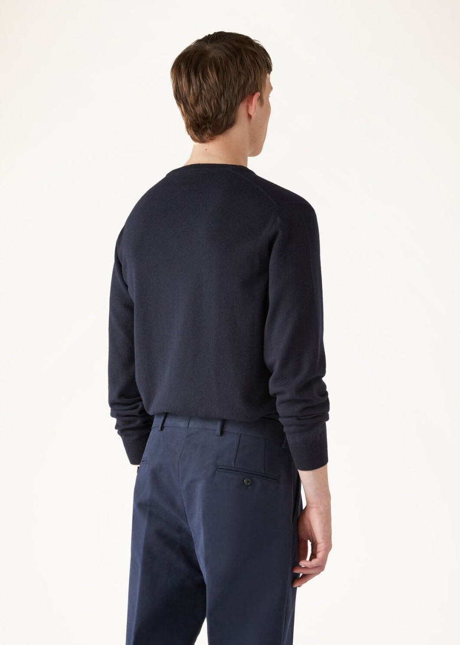 klassieke v-hals babykasjmier in marineblauw