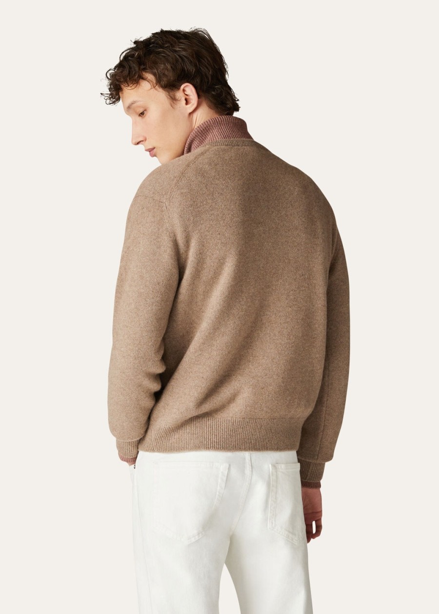 loro kasjmier v-hals trui bruin bessen mel
