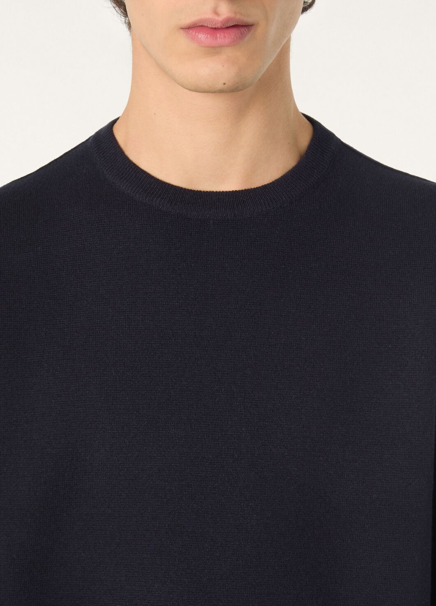 cashmere wish trui met ronde hals lichtblauw marineblauw