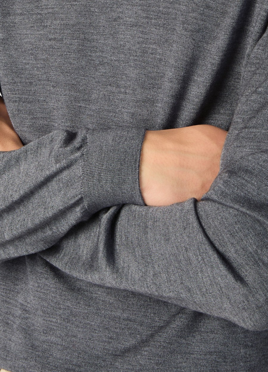 sottile crewneck zijde kasjmier scheerwol grijs melange