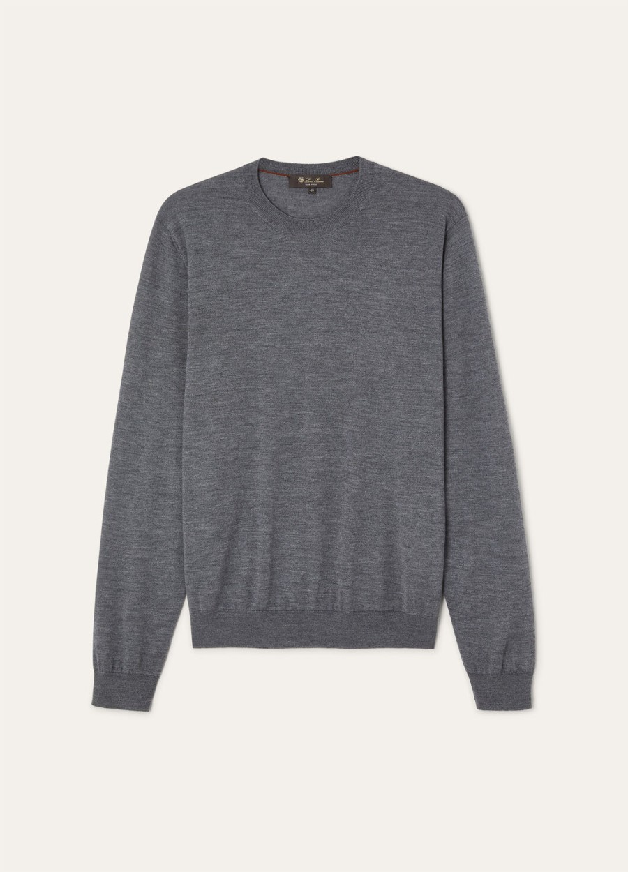 sottile crewneck zijde kasjmier scheerwol grijs melange
