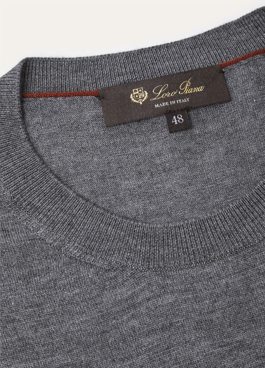sottile crewneck zijde kasjmier scheerwol grijs melange