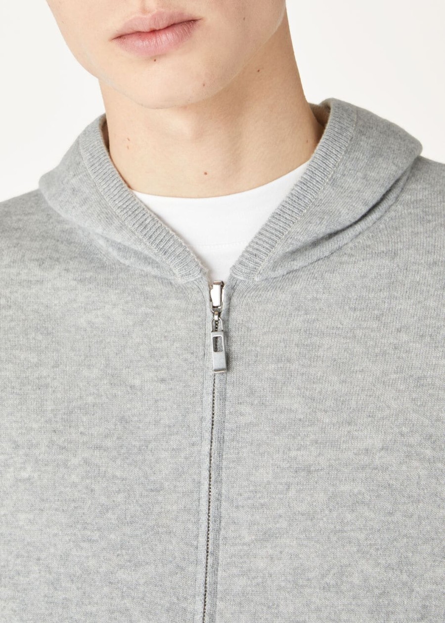duo hooded bomber sweater natural cashmere suitcasegrey melange