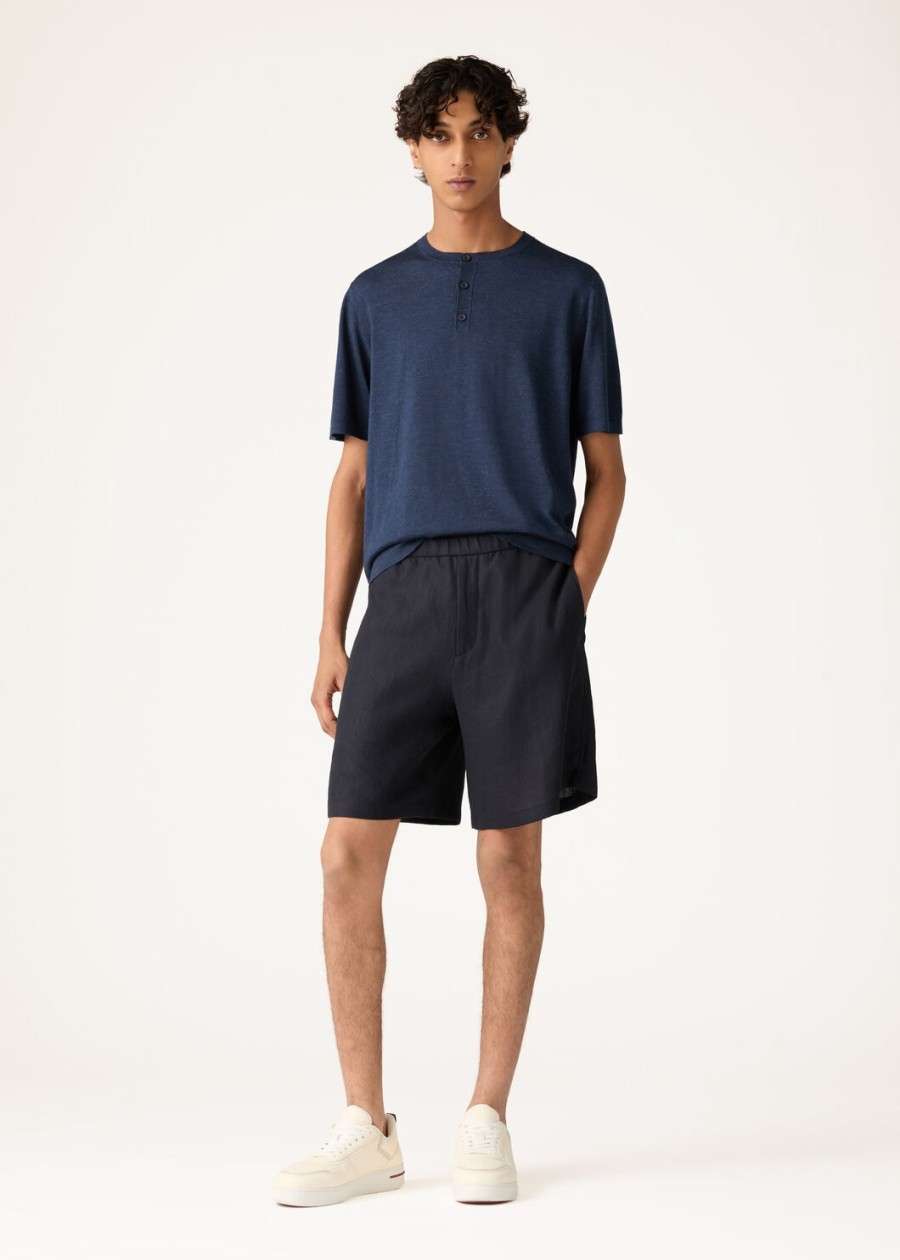 donker leigrijs kasjmier zijden poloshirt