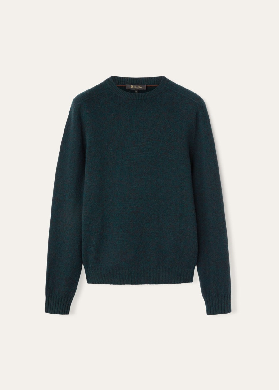 mastallone crewneck van zuivere scheerwol hulstdonkerbruin