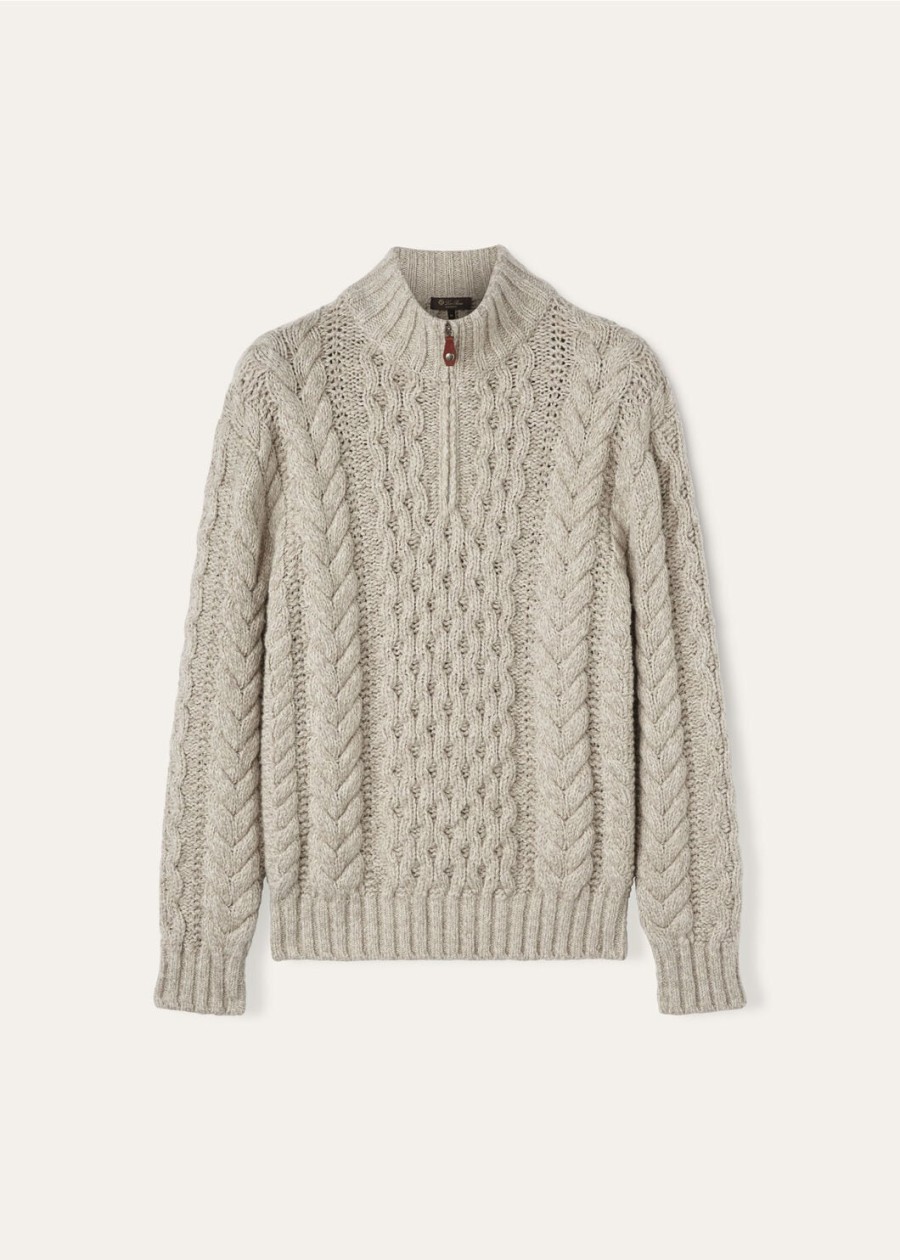 valduggia cashmere garden sand trui met halve hals