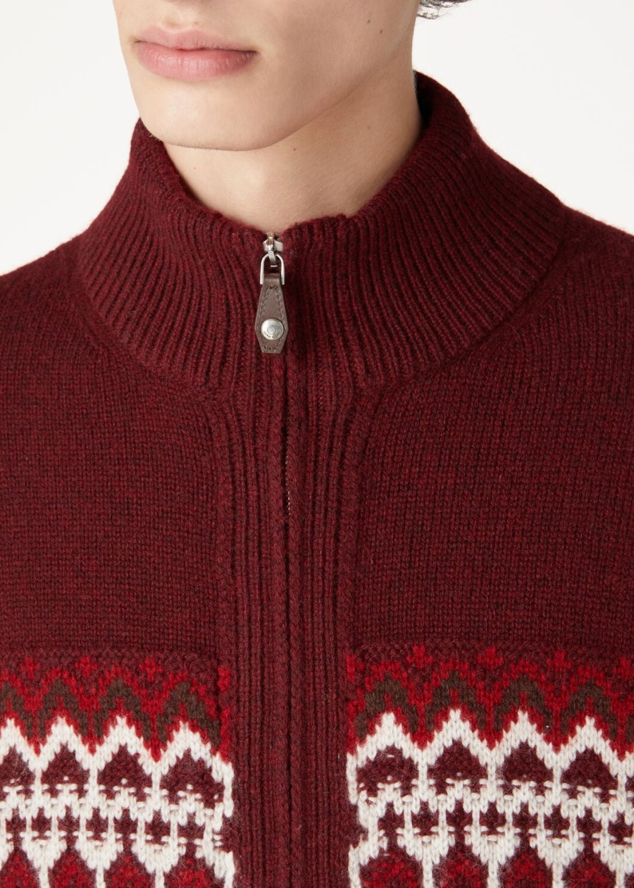 alpe pile bomber kasjmier trui bordeaux melangefel karmijnrood