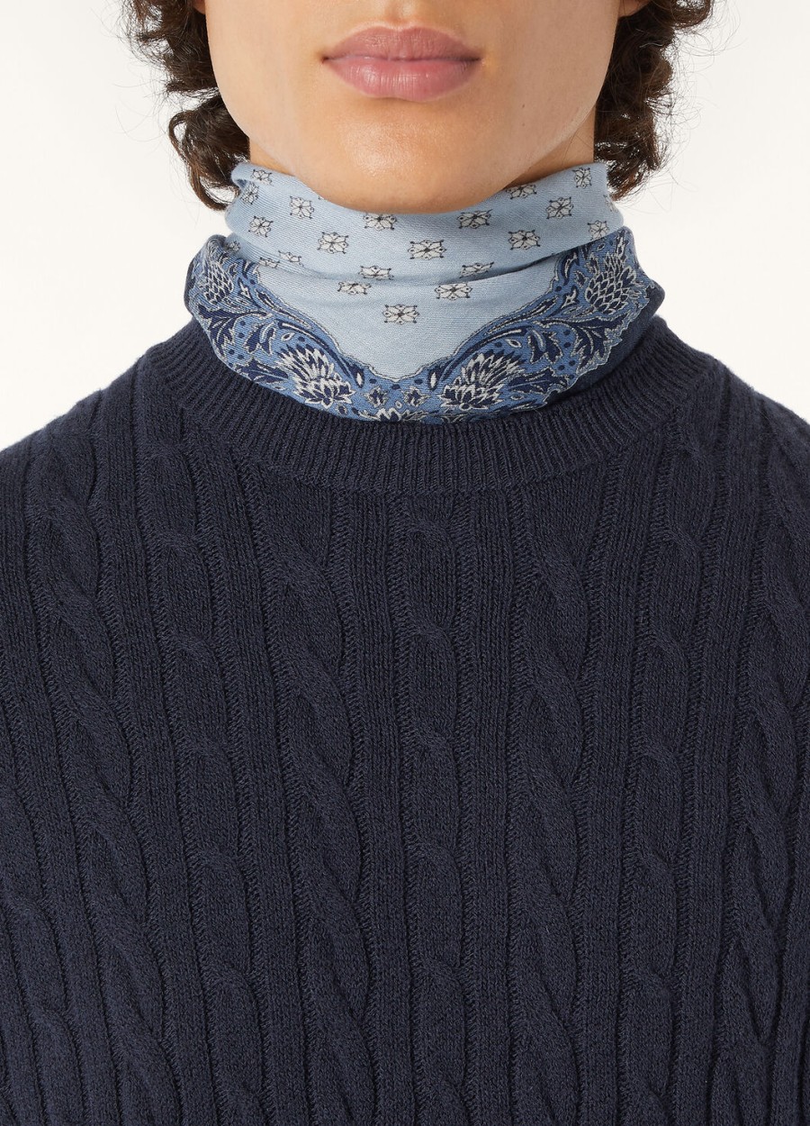 lenno kasjmier trui met ronde hals in marineblauw