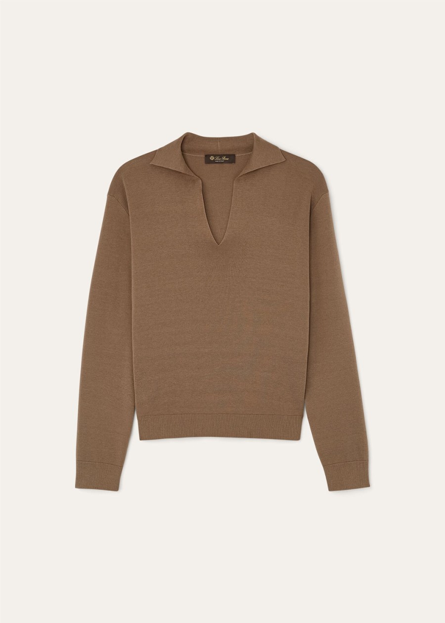 poloshirt siena katoen zijde gerookt hout