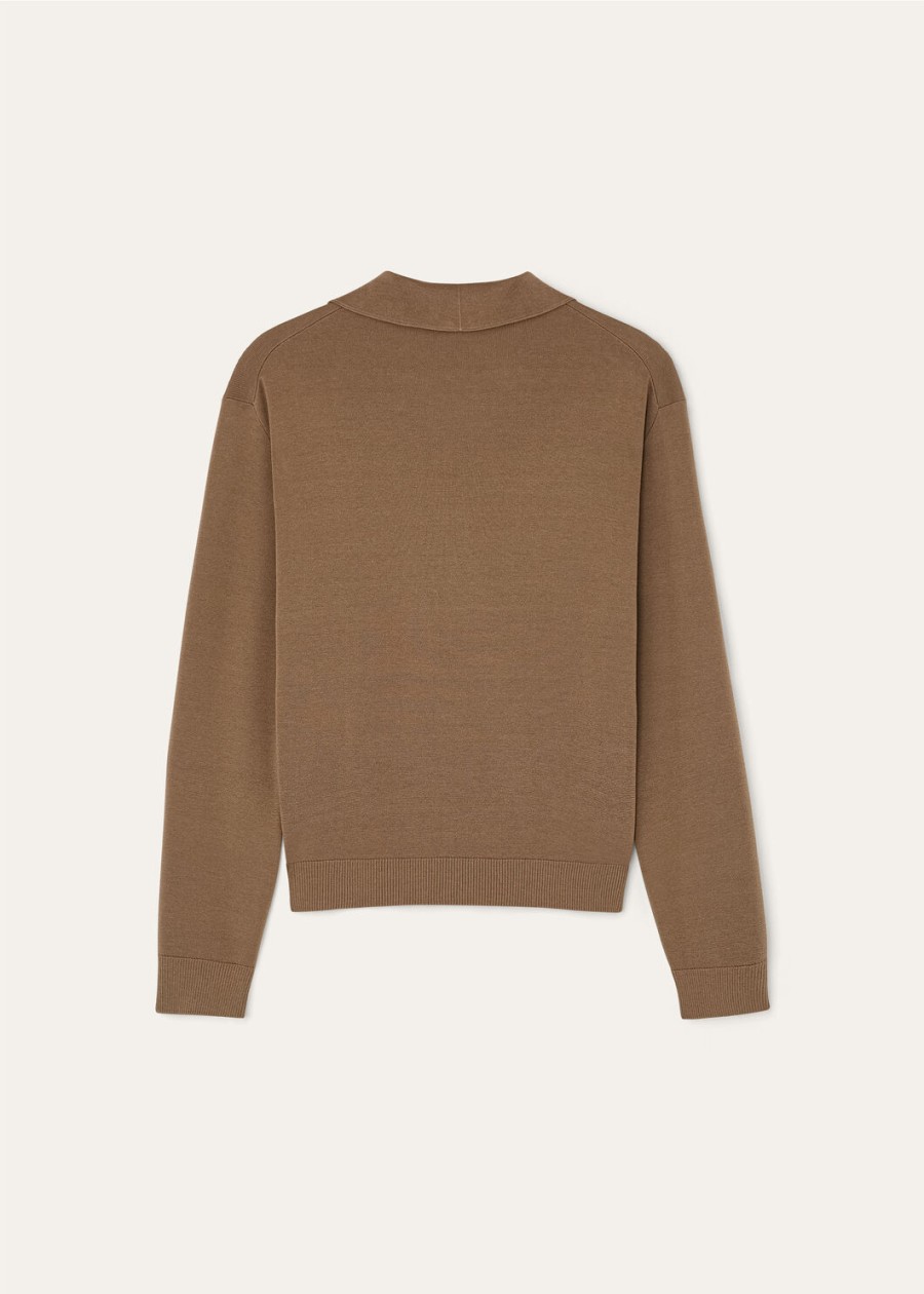 poloshirt siena katoen zijde gerookt hout