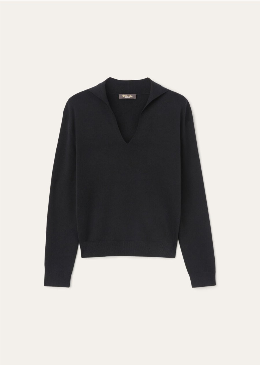 siena katoen-zijden poloshirt zwart