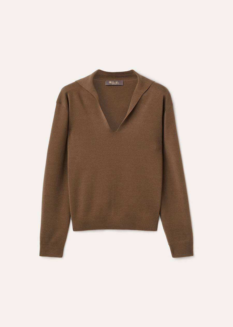 siena katoen-zijden poloshirt in de kleur tawny bark