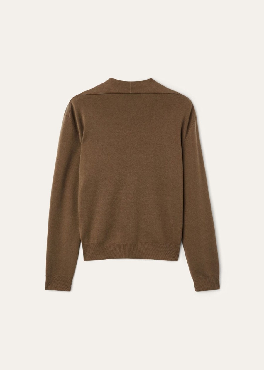 siena katoen-zijden poloshirt in de kleur tawny bark