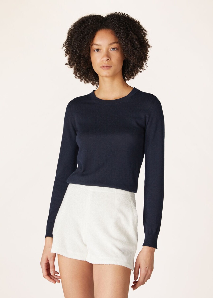 neo piuma crewneck kasjmier marineblauw