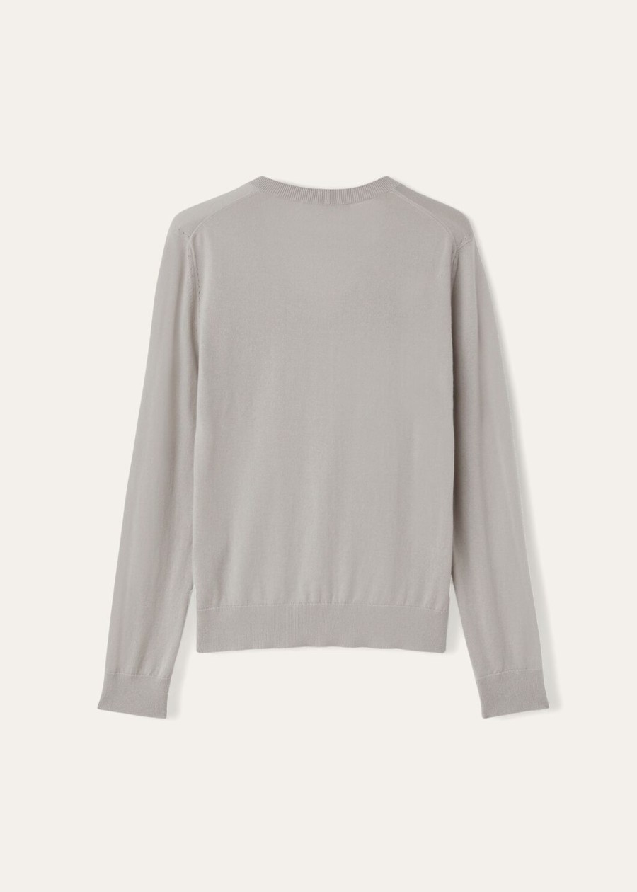 nieuwe piuma v-hals trui in kasjmier azuurgrijsdenimblauw