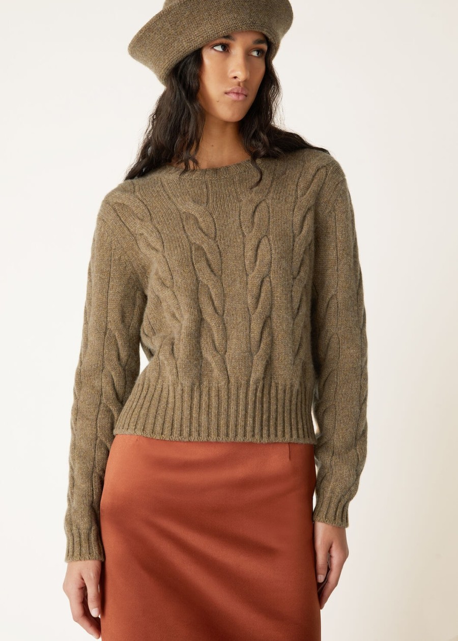napier crewneck baby cashmere coarsehair tundra melange