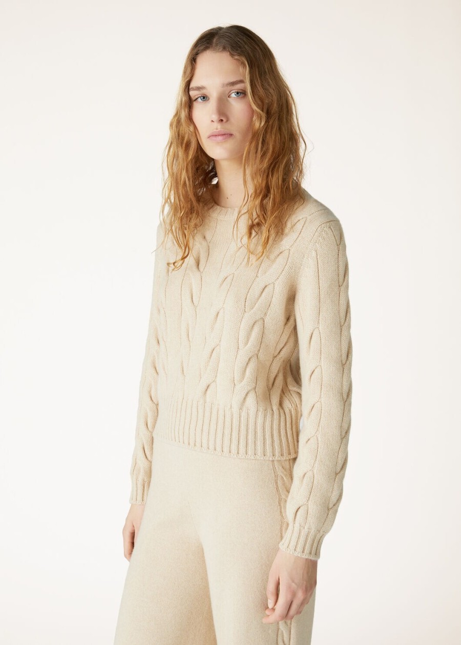 napier crewneck baby cashmere coarsehair cream cashmere melange