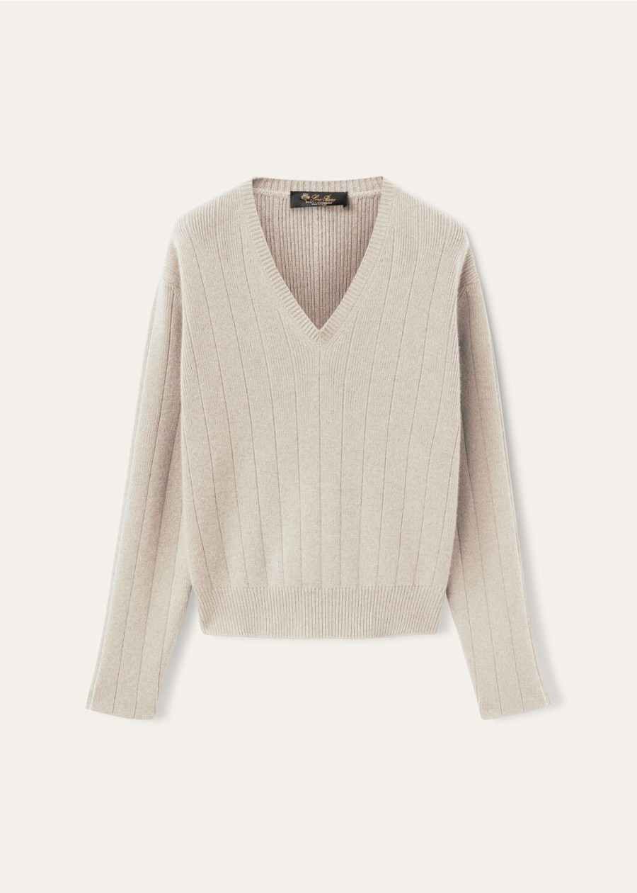cervatto v-hals baby cashmere ivoor kant melangenootmuskaat zie melange