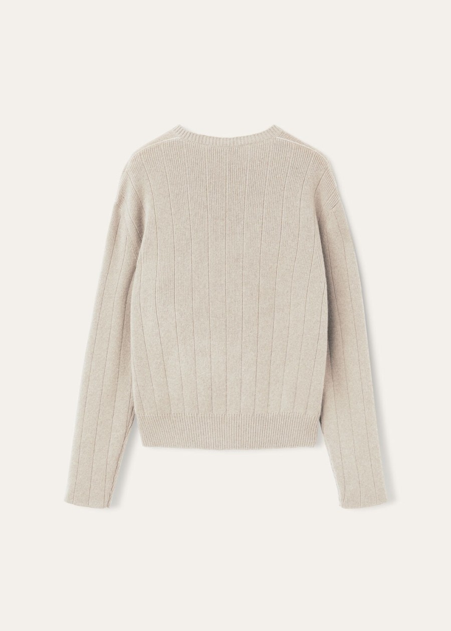 cervatto v-hals baby cashmere ivoor kant melangenootmuskaat zie melange