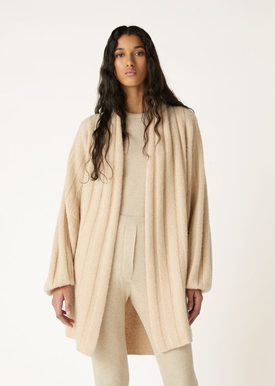 coconvormig vest van zijde en kasjmier sunset sienna