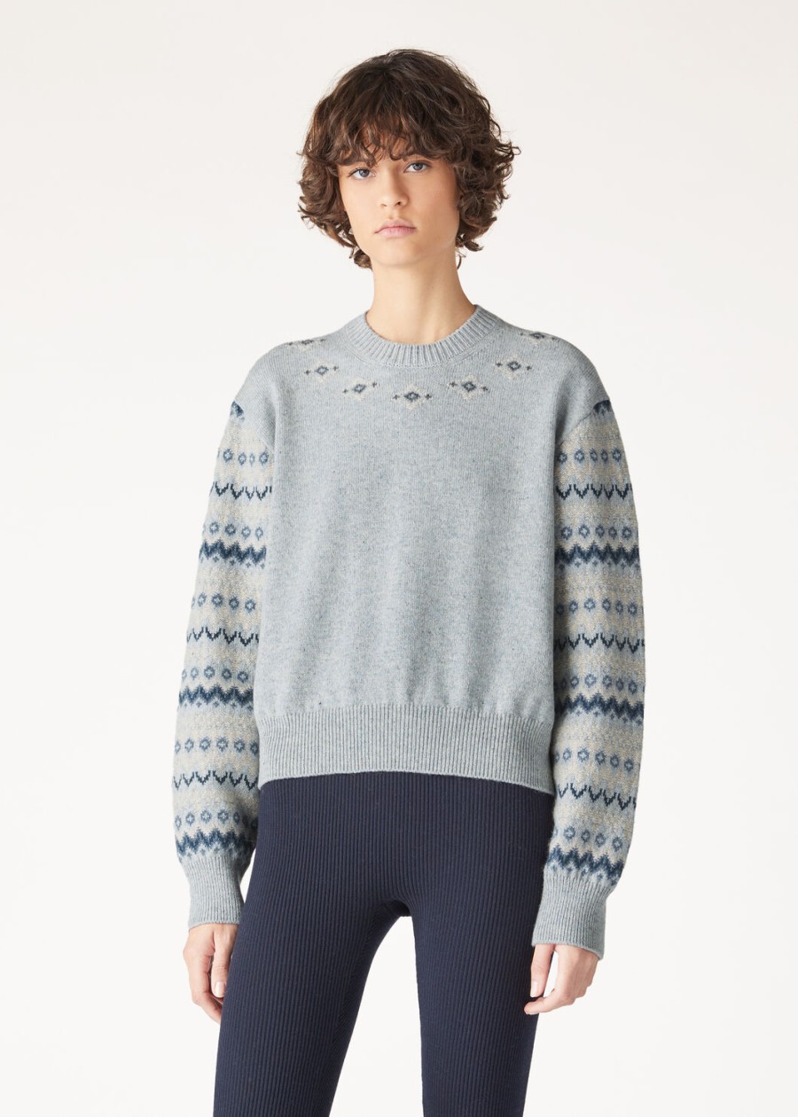 alpe pile crewneck cashmere pearl stone melangeseafoam serenity