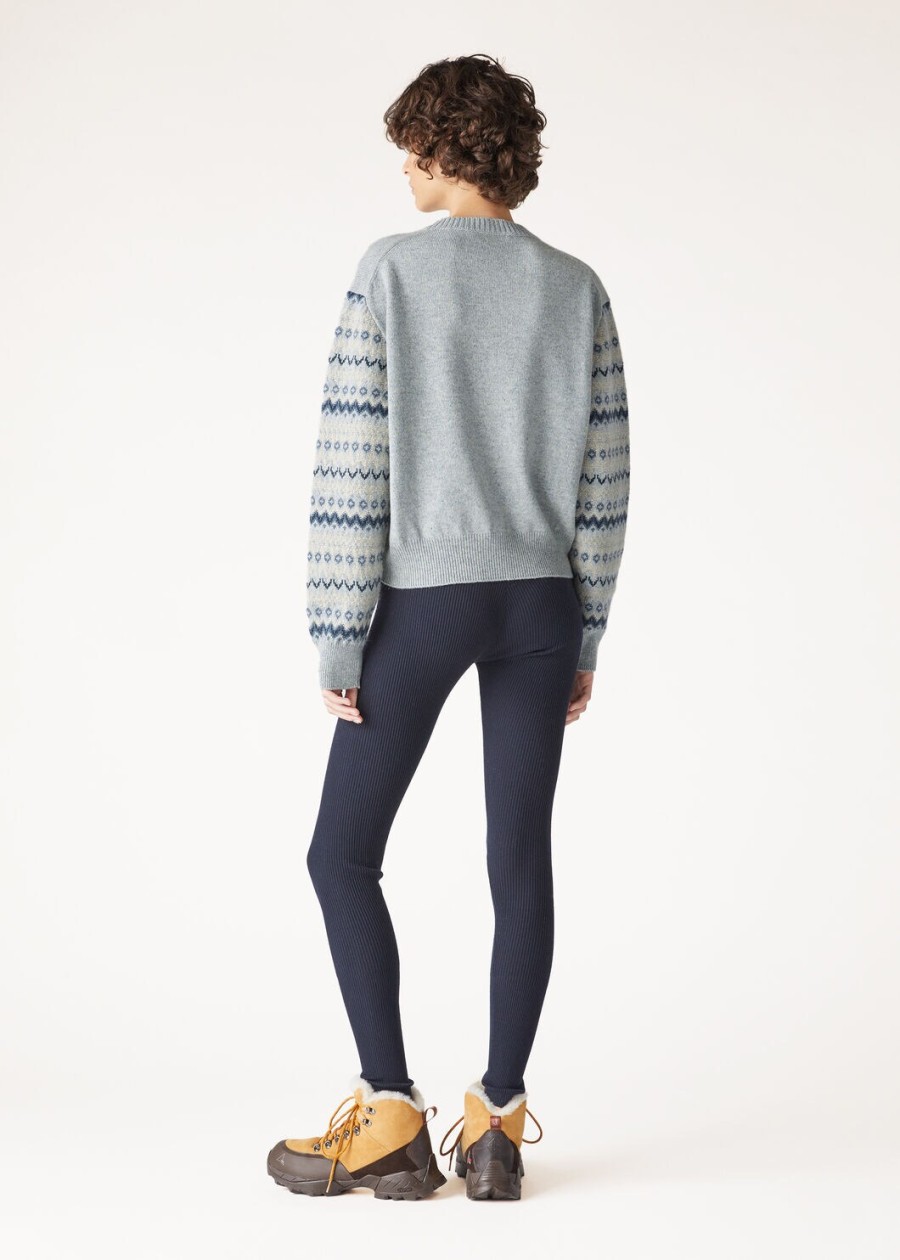 alpe pile crewneck cashmere pearl stone melangeseafoam serenity