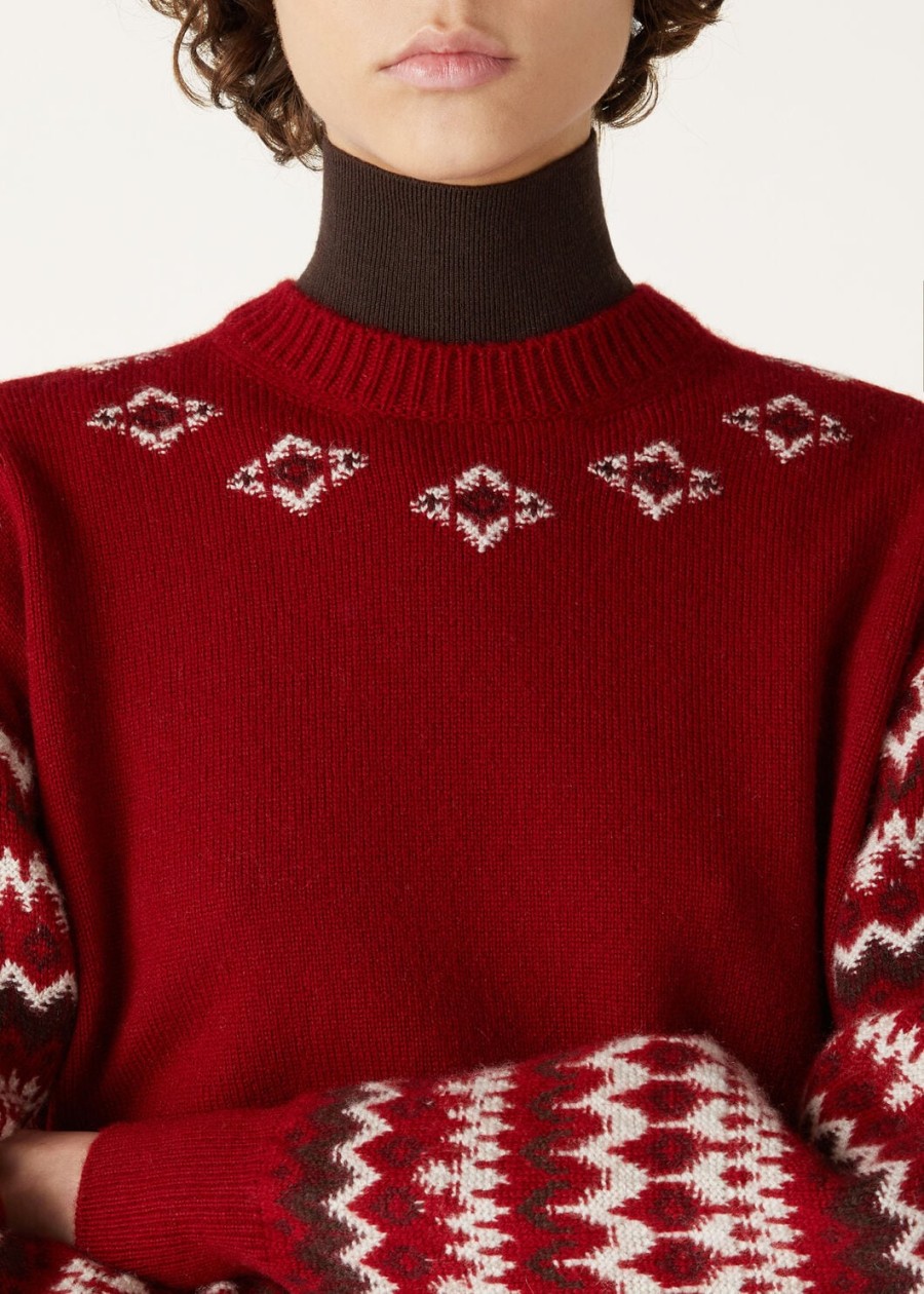 alpe pile crewneck kasjmier helder karmijnroodbordeaux melange