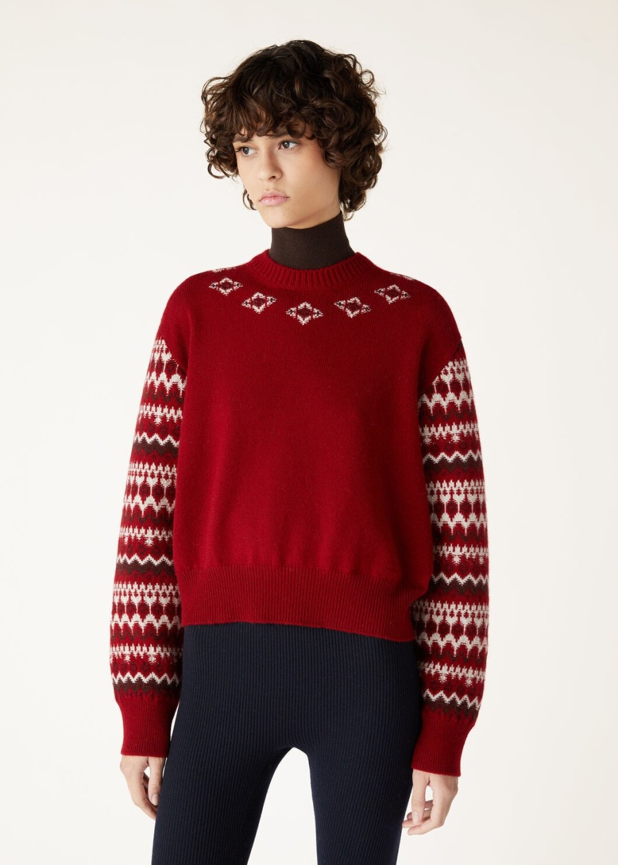 alpe pile crewneck kasjmier helder karmijnroodbordeaux melange