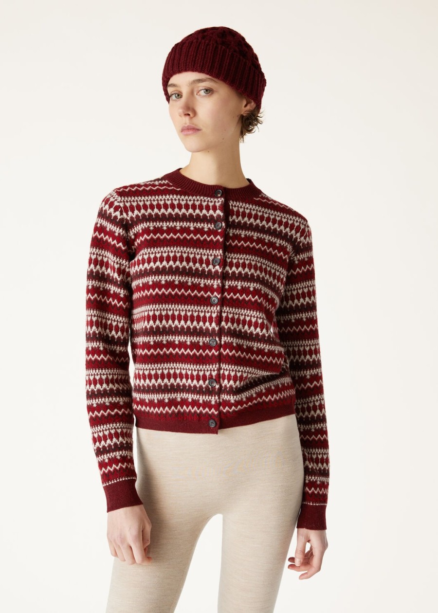 alpe pile cardigan kasjmier weathering steelcandy apple red