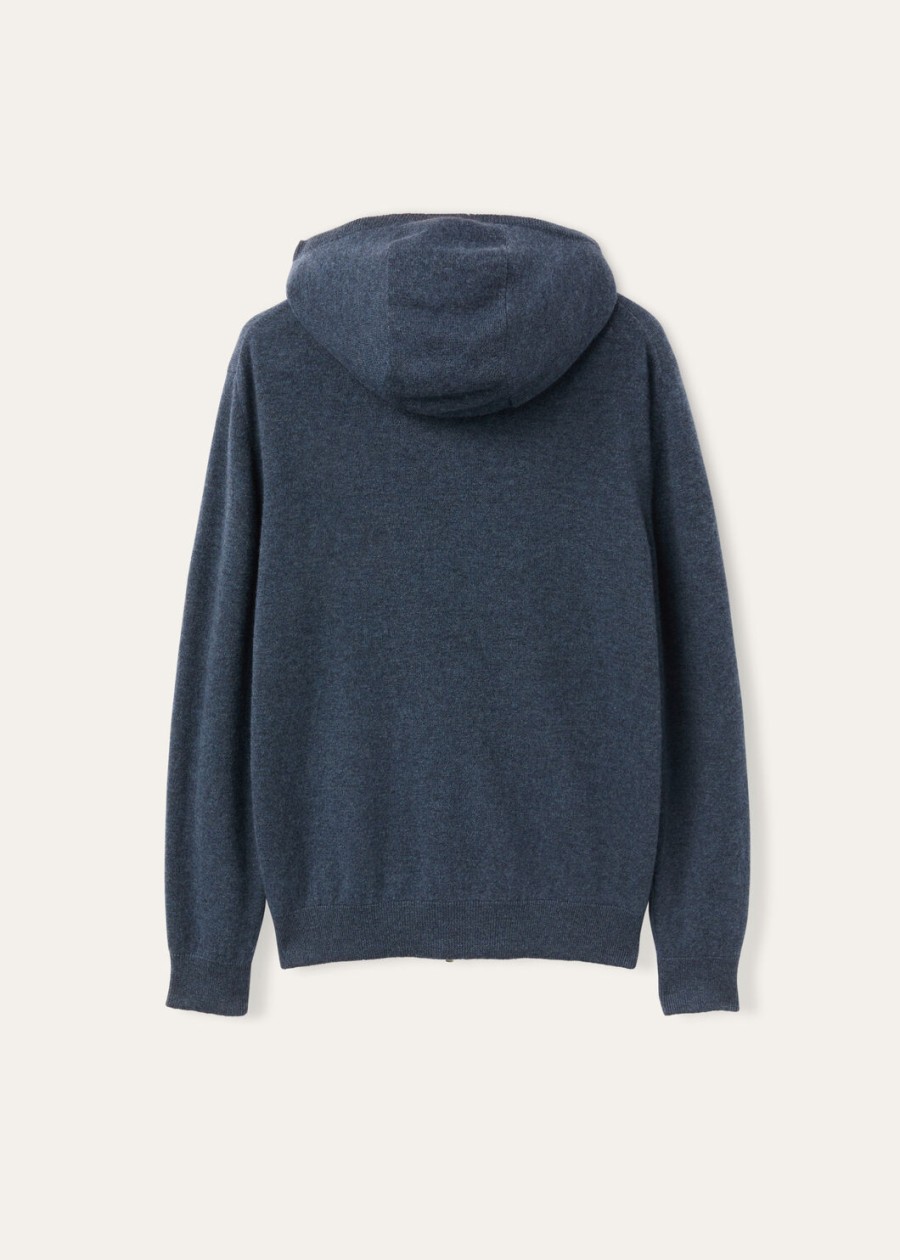 duo cashmere melange tealcharcoal melange hooded bomber sweater