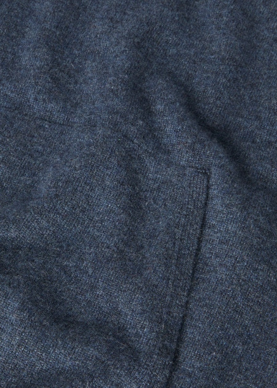duo cashmere melange tealcharcoal melange hooded bomber sweater