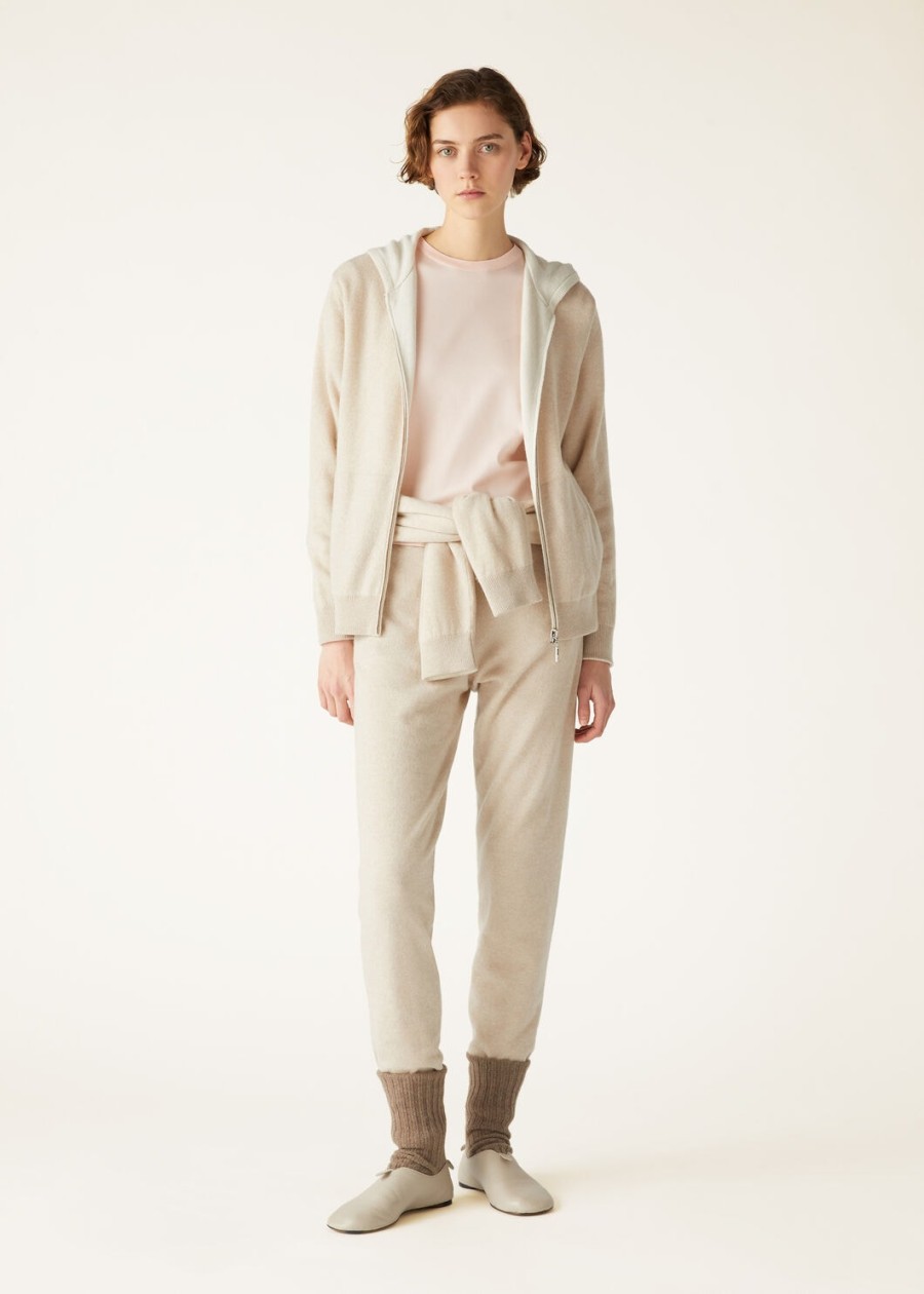 duo hooded bomber sweater natural cashmere suitcasenougat