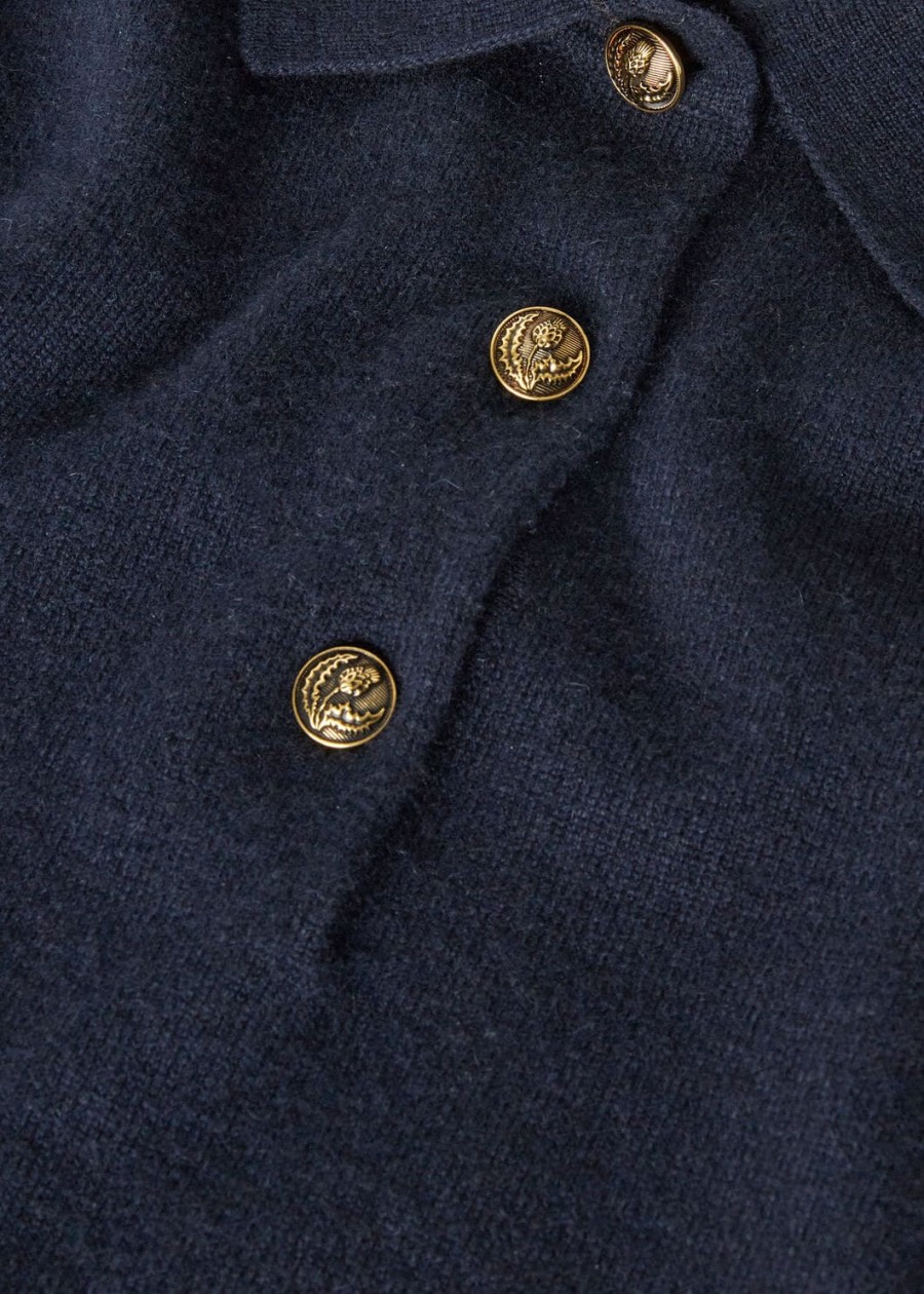 klassiek babykasjmier poloshirt in marineblauw