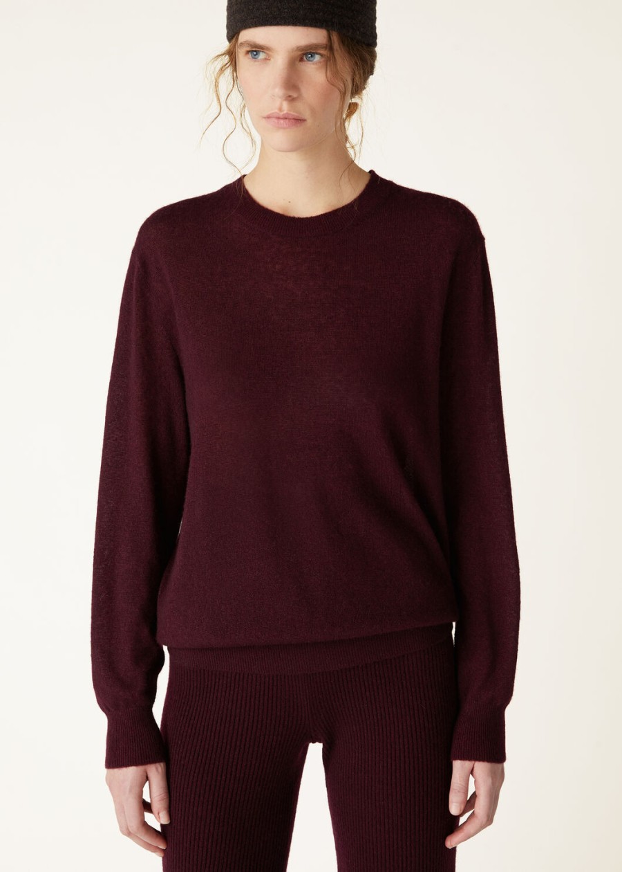 camino crewneck zijde kasjmier granaat elegantie