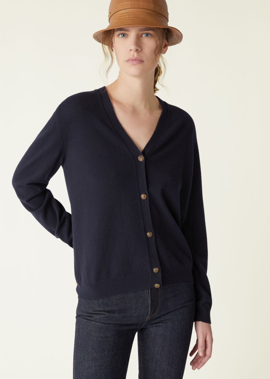 klassiek babyvestje van kasjmier in marineblauw
