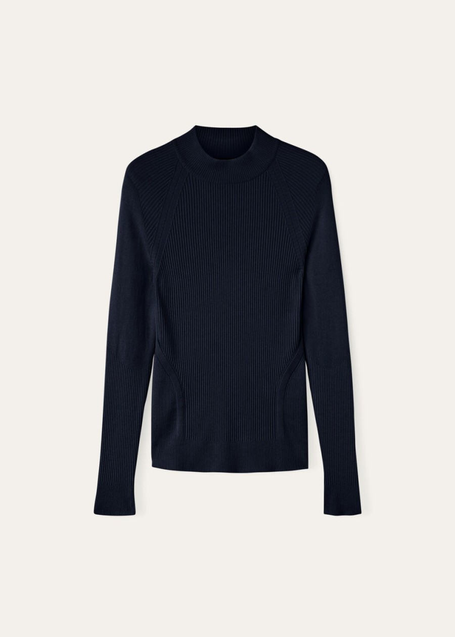 alpe otro scheerwol polo hals marineblauw