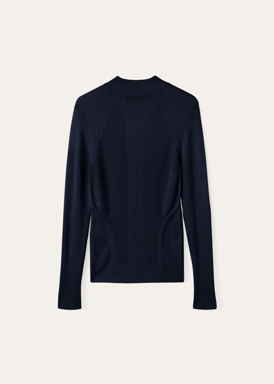 alpe otro scheerwol polo hals marineblauw