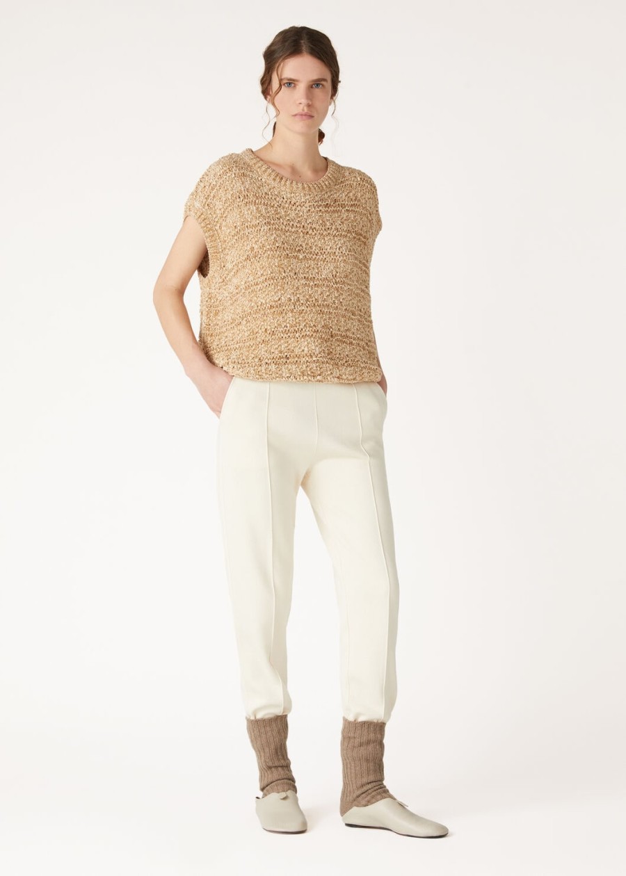 val degua crewneck zijde goud zand