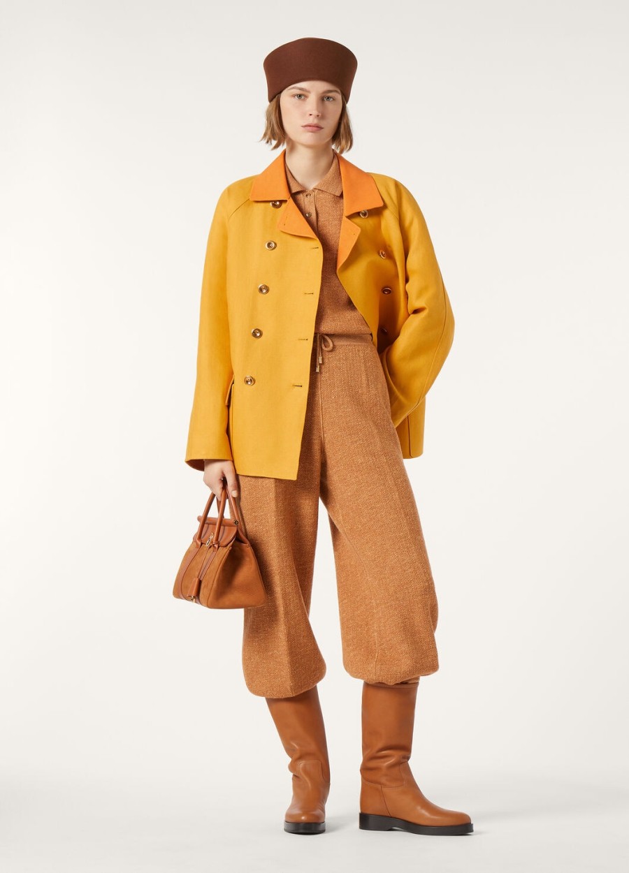 cellina scheerwol zijden poloshirt persimmon cake