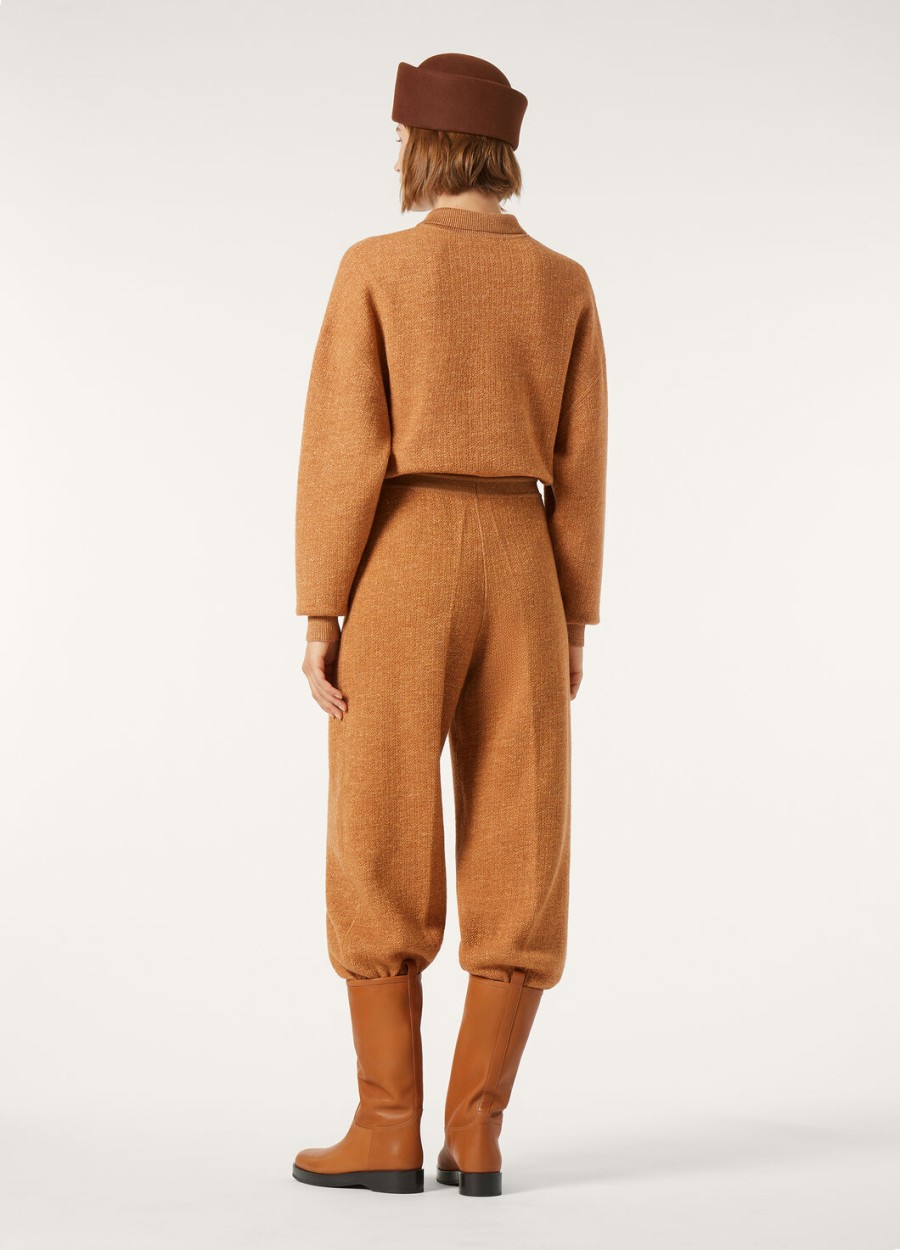 cellina scheerwol zijden poloshirt persimmon cake